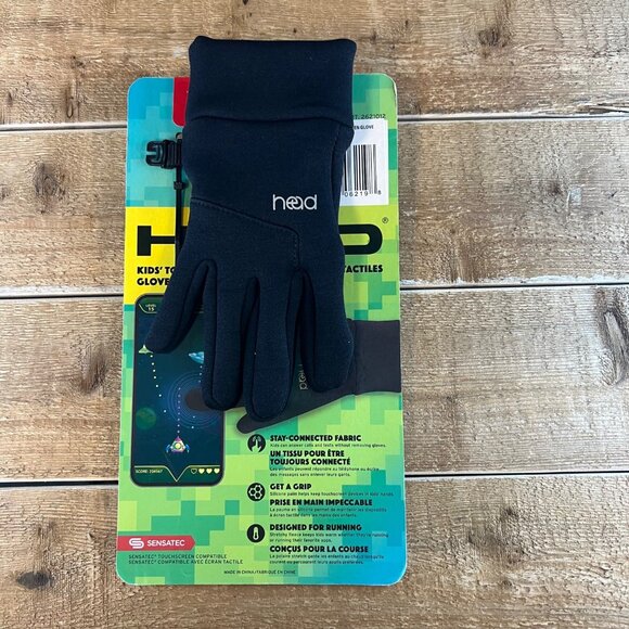 NWT HEAD Kid's Touchscreen Gloves in Black Size Medium - Picture 1 of 5
